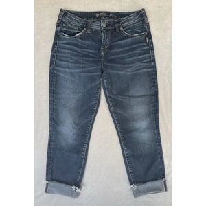 Silver Jeans Women's 28x24‎ Blue Aiko High Capri Stretch Measures 29x24